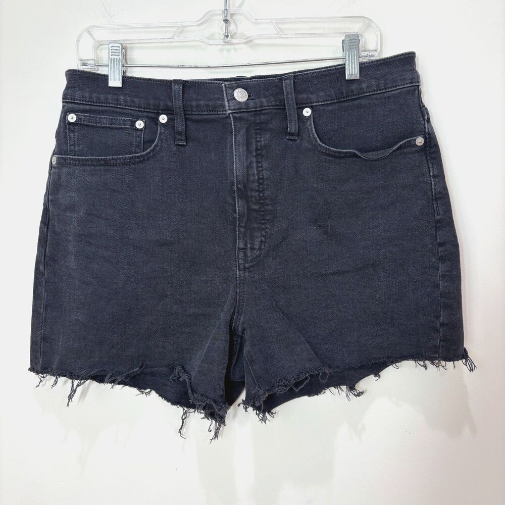 Madewell High Rise Raw Hem Denim Shorts Washed Black Women 26 Cut Offs Beachy
